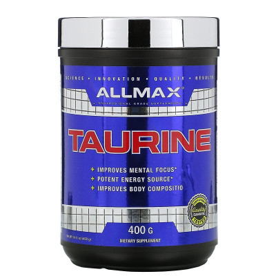 Таурин Allmax Nutrition Taurine 3000 мг, 400 г, без добавок, веганский продукт без глютена