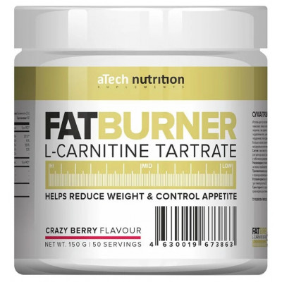 Л-карнитин Тартрат aTech nutrition L-Carnitine FatBurner, 150 г, Сумашедшие ягоды