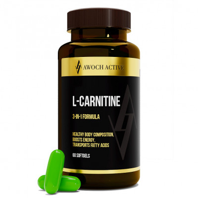 Л-карнитин Awoch active L-carnitine, 60 мягких гелевых капсул