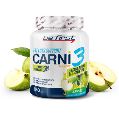 Л-карнитин Be First Carni-3 powder, 150 г, Яблоко