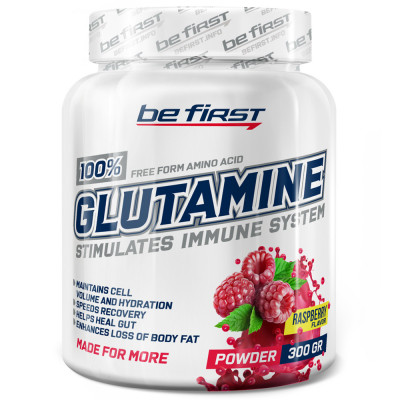 Глютамин Be First Glutamine powder, 300 г, Малина