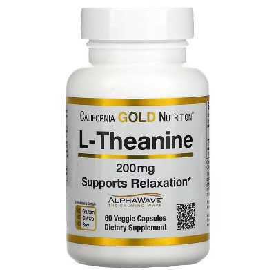 Л-Теанин California Gold Nutrition L-Theanine, 200 мг, 60 капсул
