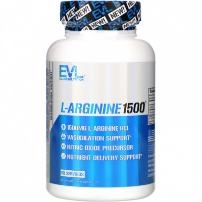 L-аргинин EVLution Nutrition Arginine 1500, 100 капсул