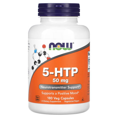 5-Гидрокситриптофан Now Foods 5-HTP, 50 мг, 180 растительных капсул