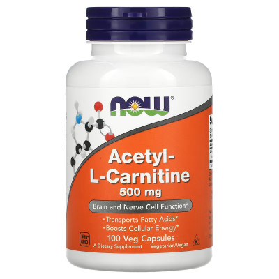 Ацетил Л-Карнитин Now Foods Acetyl-L-Carnitine, 500 мг, 100 капсул