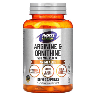 Аргинин и орнитин Now Foods Arginine & Ornithine, 100 капсул