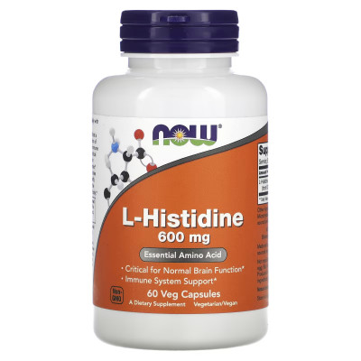 Л-гистидин Now Foods L-Histidine, 600 мг, 60 капсул