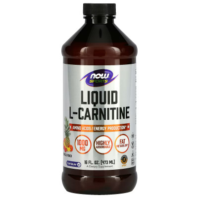 Л-карнитин Now Foods L-Carnitine Liquid, 1000 мг, 473 мл, Тропический пунш