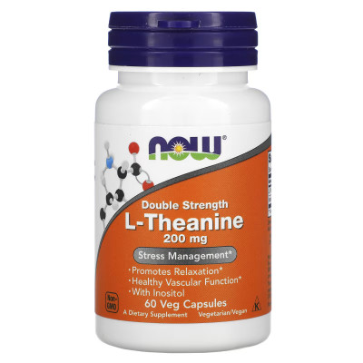 Л-теанин двойной силы Now Foods L-theanine, 200 мг, 60 капсул
