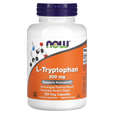 Л-Триптофан Now Foods L-Tryptophan, 500 мг, 120 растительных капсул