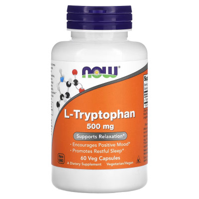 Л-Триптофан Now Foods L-Tryptophan, 500 мг, 60 растительных капсул