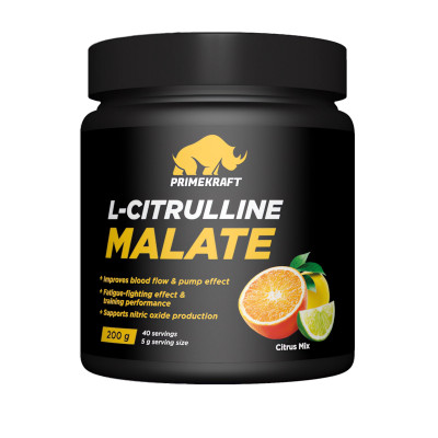 Л-Цитруллин малат Prime Kraft L-Citrulline Malate, 200 г, Цитрусовый микс