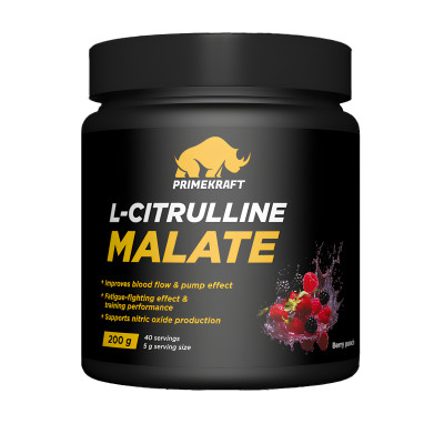 Л-Цитруллин малат Prime Kraft L-Citrulline Malate, 200 г, Ягодный пунш