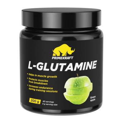 Л-глютамин Prime Kraft L-Glutamine, 200 г, Зеленое яблоко