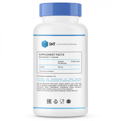 L-Тирозин SNT L-Tyrosine, 500 мг, 90 капсул