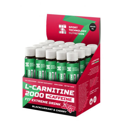 Л-карнитин + Кофеин Sport Technology Nutrition L-Carnitine 2000 + Caffeine, 20 стиков по 25 мл, Черная смородина-вишня
