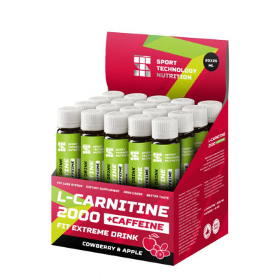 Л-карнитин + Кофеин Sport Technology Nutrition L-Carnitine 2000 + Caffeine, 20 стиков по 25 мл, Брусника-яблоко