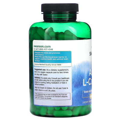 Ацетил Л-Карнитин Swanson Acetyl L-Carnitine, 500 мг, 240 капсул