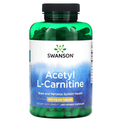 Ацетил Л-Карнитин Swanson Acetyl L-Carnitine, 500 мг, 240 капсул