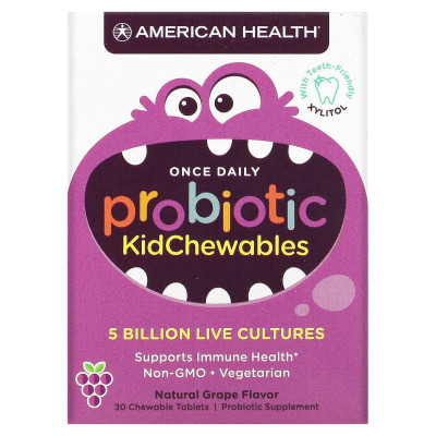 Пробиотики для детей American Health Probiotic Kids, 30 жевательных таблеток, Виноград