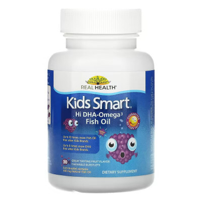 Рыбий жир омега-3 и ДГК для детей Bioglan Kids Smart Hi DHA-Omega-3, 30 жевательных капсул, Фруктовый