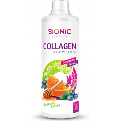 Коллаген Bionic Nutrition Collagen Liquid Wellness, 1000 мл, 40 порций, Черника-мёд