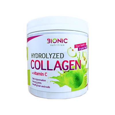 Коллаген Bionic Nutrition Hydrolyzed Collagen + Vit C (витамин С), 200 г, Яблоко