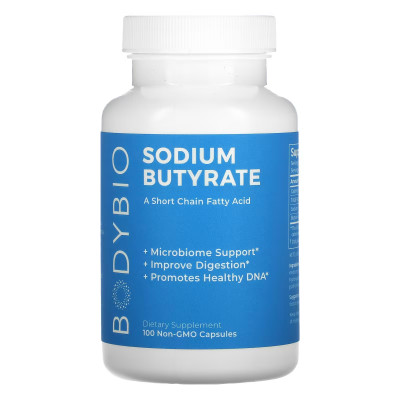 Бутират натрия BodyBio Sodium Butyrate, 100 капсул