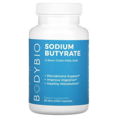 Бутират натрия BodyBio Sodium Butyrate, 60 капсул