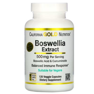 Экстракт босвеллии и экстрактом куркумы California Gold Nutrition Boswellia + Curcumin, 500 мг, 120 капсул
