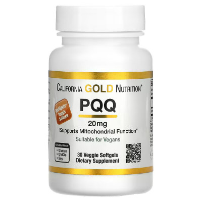 Пирролохинолинхинон California Gold Nutrition PQQ, 20 мг, 30 капсул