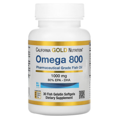Рыбий жир Омега-3 California Gold Nutrition Omega-3 800, 30 капсул