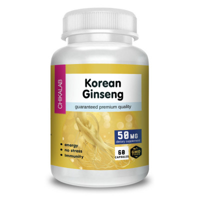 Корейский женьшень Chikalab Korean Ginseng, 500 мг, 60 капсул