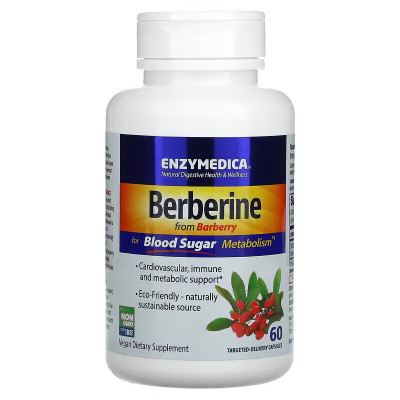 Берберин для метаболизма сахара в крови Enzymedica Berberine, 60 капсул