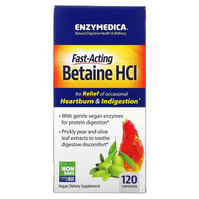 Бетаин гидрохлорид Enzymedica Betain HCL, 120 капсул