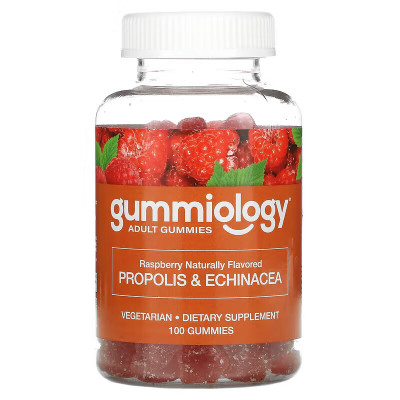 Прополис с эхинацеей для взрослых Gummiology Propolis & Echinacea, 100 жевательных таблеток, Малина