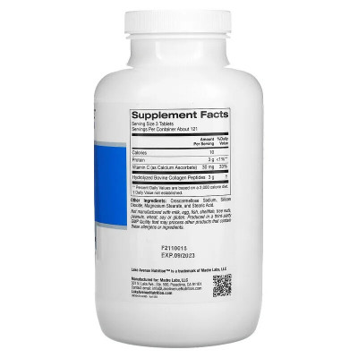 Гидролизованный коллаген 1 и 3 тип Lake avenue nutrition Collagen Type I & III, 365 таблеток
