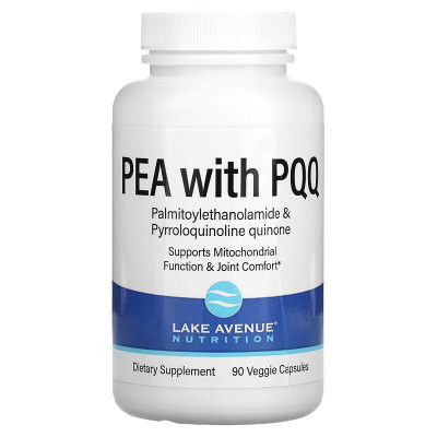ПЭА пальмитоилэтаноламид и пирролохинолинхинон Lake avenue nutrition PEA with PQQ, 300 мг, 90 капсул