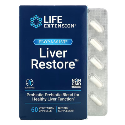 Добавка для здоровья печени Life Extension FLORASSIST® Liver Restore™, 60 капсул