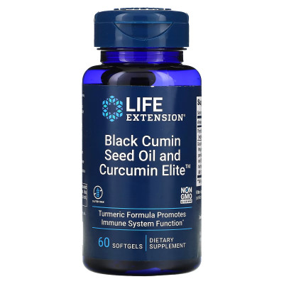 Куркумин и масло из семян черного тмина Life Extension Black Cumin Seed Oil and Curcumin Elite™, 60 капсул