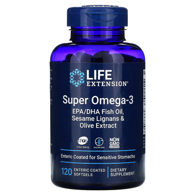 Супер омега-3 рыбий жир Life Extension Super Omega-3, 120 капсул, покрытых кишечнорастворимой оболочкой