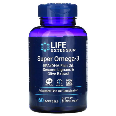 Супер омега-3 рыбий жир Life Extension Super Omega-3, 60 капсул
