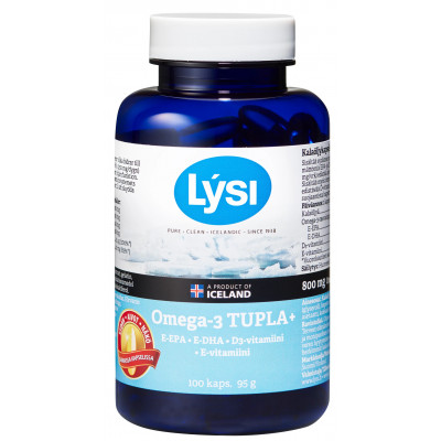 Омега-3 рыбий жир Lysi Omega-3 Tupla+, 100 капсул