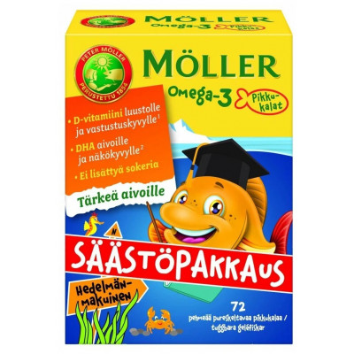 Рыбий жир Омега-3 для детей Moller Little Fish Omega-3, 72 желейные рыбки, Мультифрукт