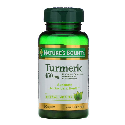 Куркума с экстрактом черного перца Nature's Bounty Turmeric, 450 мг, 60 капсул