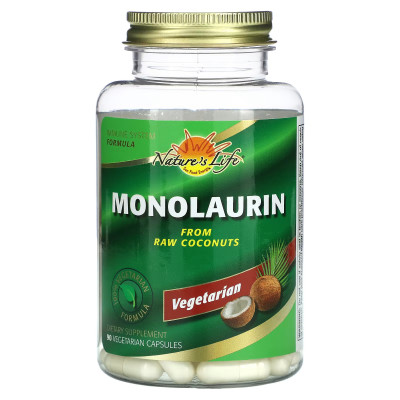 Монолаурин Nature's Life, Monolaurin, 90 вегетарианских капсул