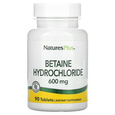 Бетаин гидрохлорид Nature's Plus Betaine Hydrochloride, 600 мг, 90 таблеток