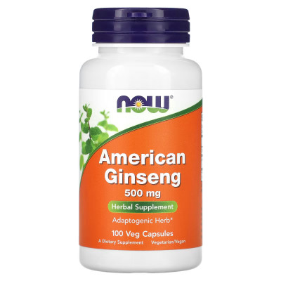 Американский женьшень Now Foods American ginseng, 500 мг, 100 капсул