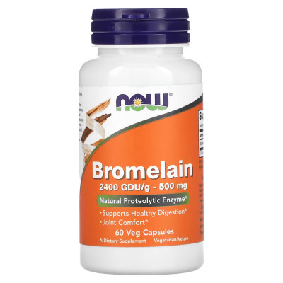 Бромелаин Now Foods Bromelain 2400 GDU/g, 500 мг, 60 капсул