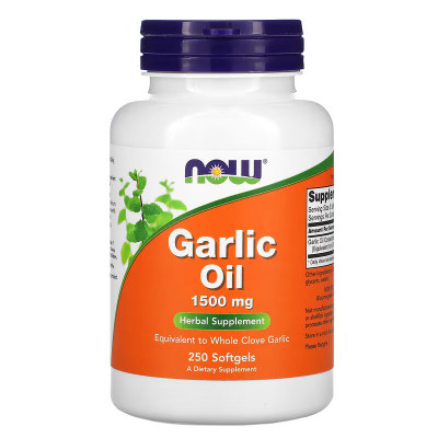 Чесночное масло Now Foods Garlic oil, 1500 мг, 250 мягких капсул